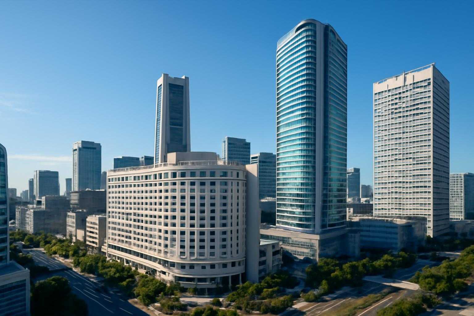新横浜駅周辺の複数のホテルビルが立ち並ぶ風景